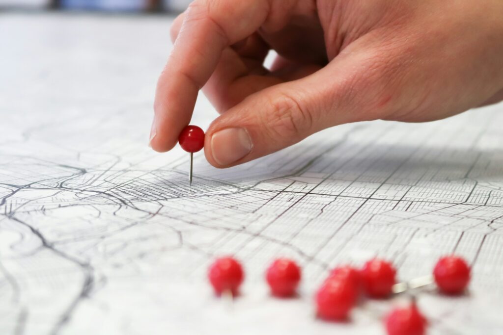 Map with location pins